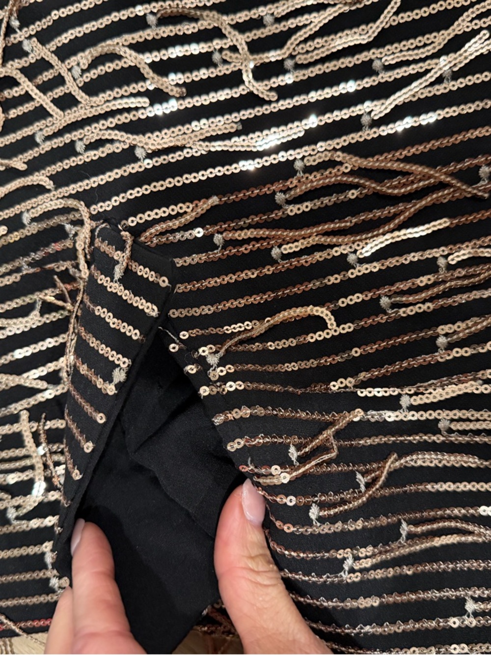 Black Sequin Fringe Blazer Size Large - Picture 4 of 5